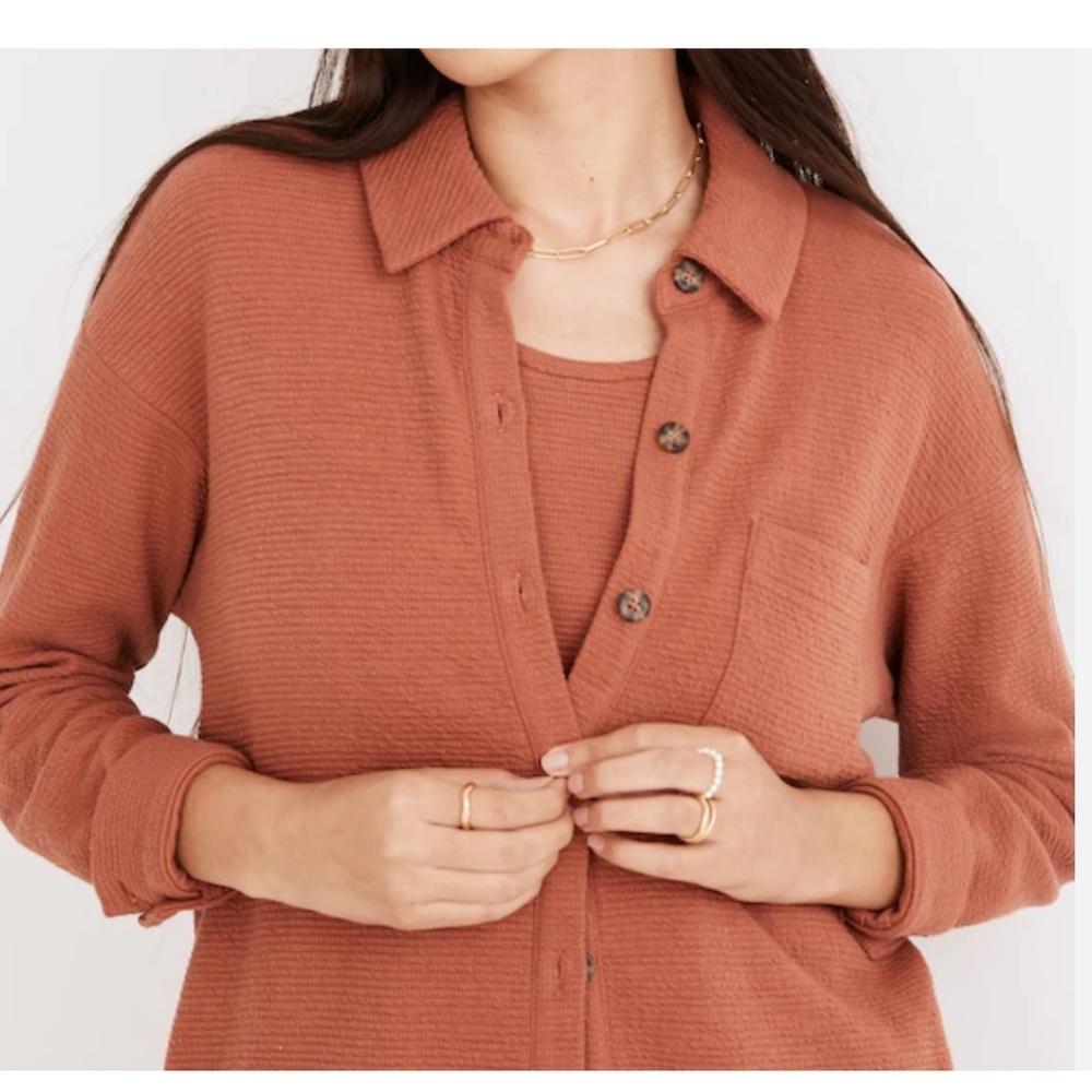 Madewell Brick Textural Button Front Knit Shirt-Jacket Shacket Size M